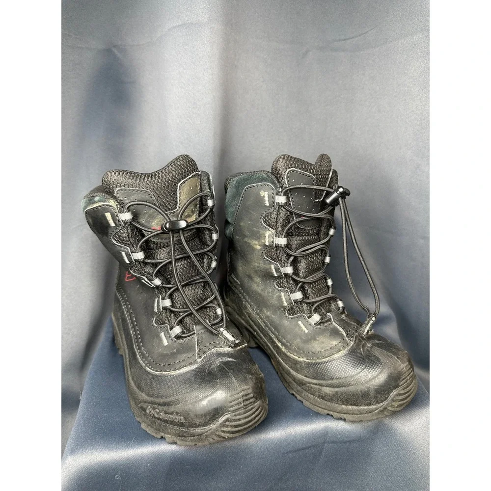 Columbia Waterproof Winter Boots Black 200g Insulation Toggle Laces Kids Size 1